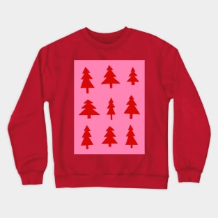 Christmas Tree Pattern in Red and Hot Pink Crewneck Sweatshirt